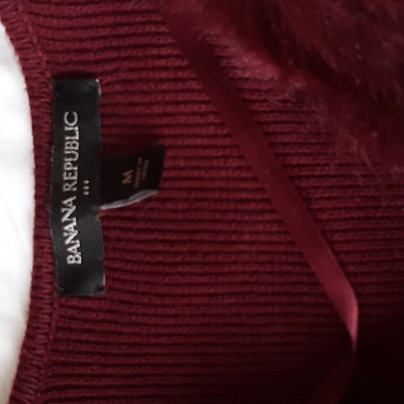 Wine color faux fur open front sweater - Picture 5 of 9